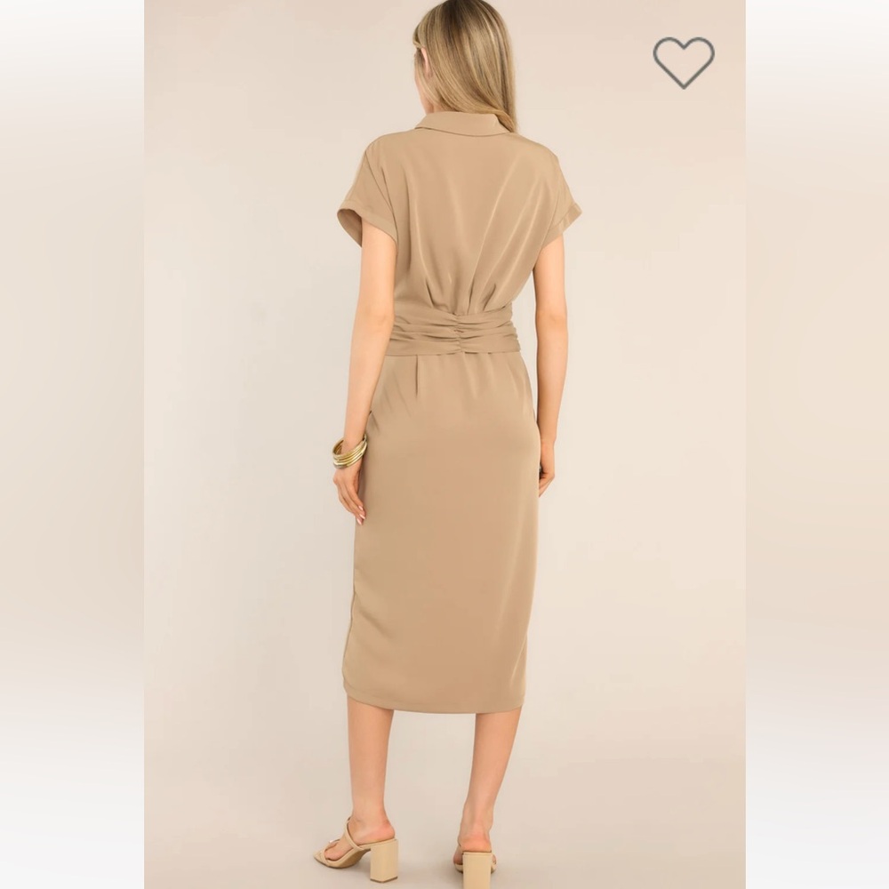 NWOT tan button front midi dress - Picture 2 of 3
